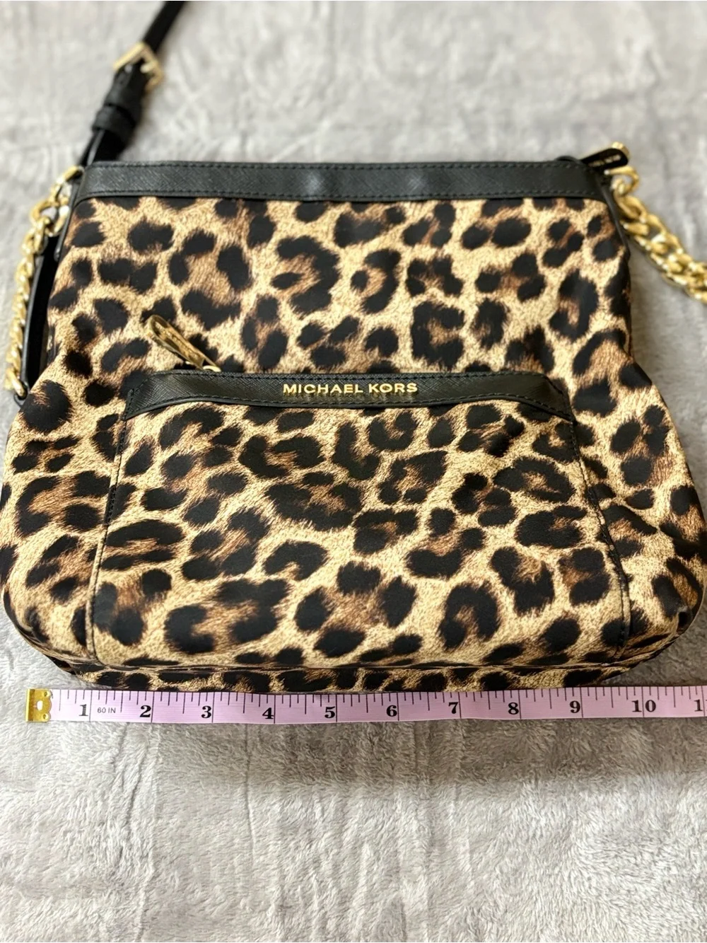 Michael Kors Leopard Print Crossbody in Black and Brown